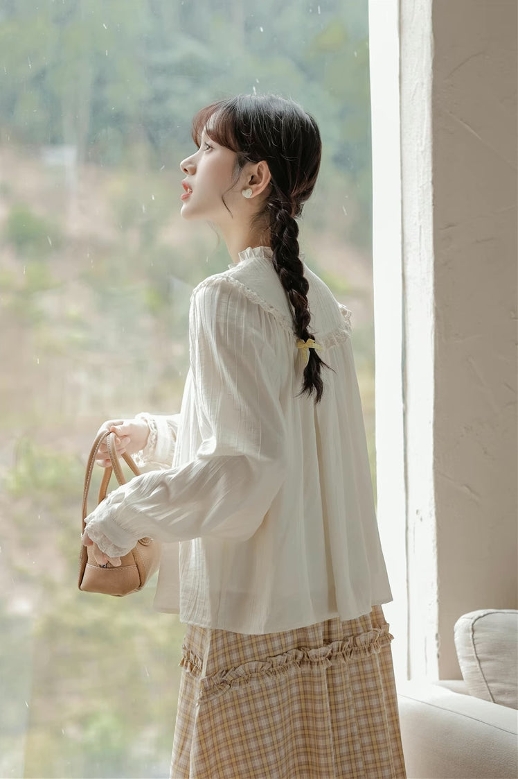 Bertha Lace Collar Blouse (White)