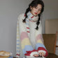 Rainbow Stripe Sleeves Sweater (White)