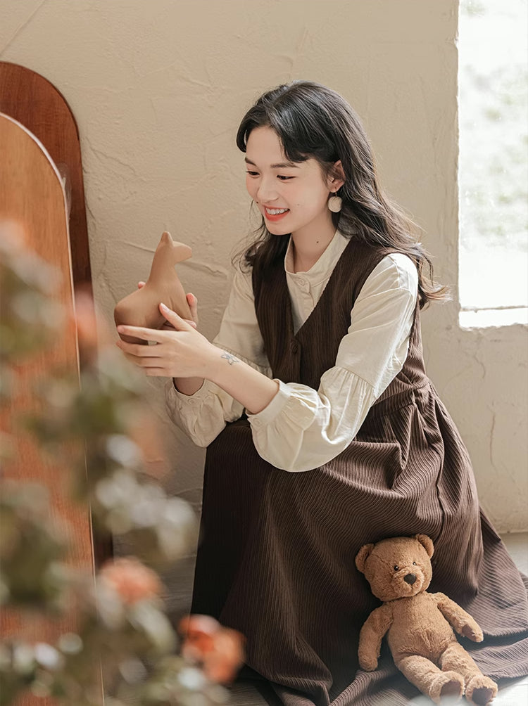 Basic Corduroy Pinafore (Brown)