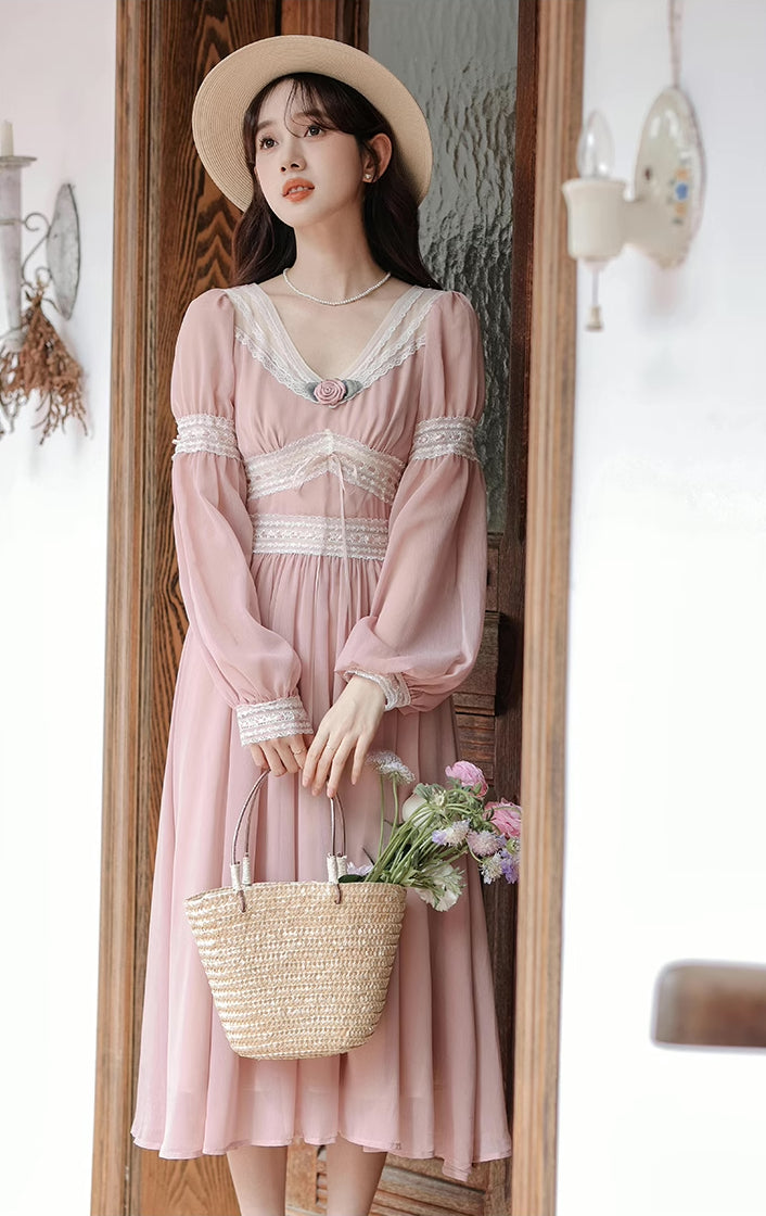 Rose Fairy Midi Dress (Pink)