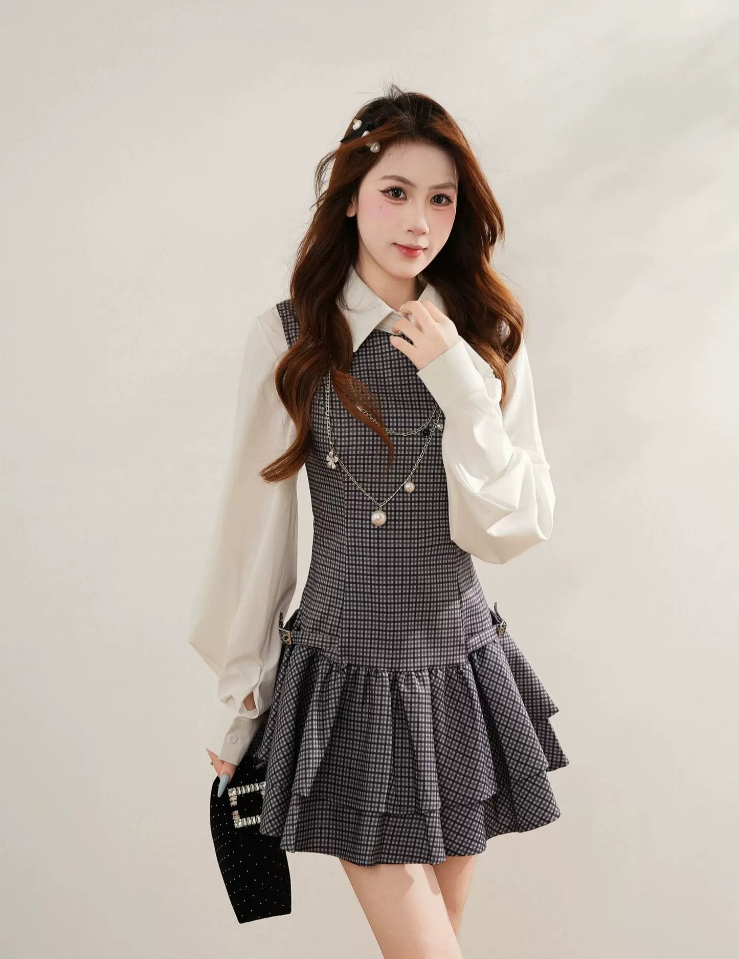 Prep Plaid Mini Dress & Blouse (2 Colors)