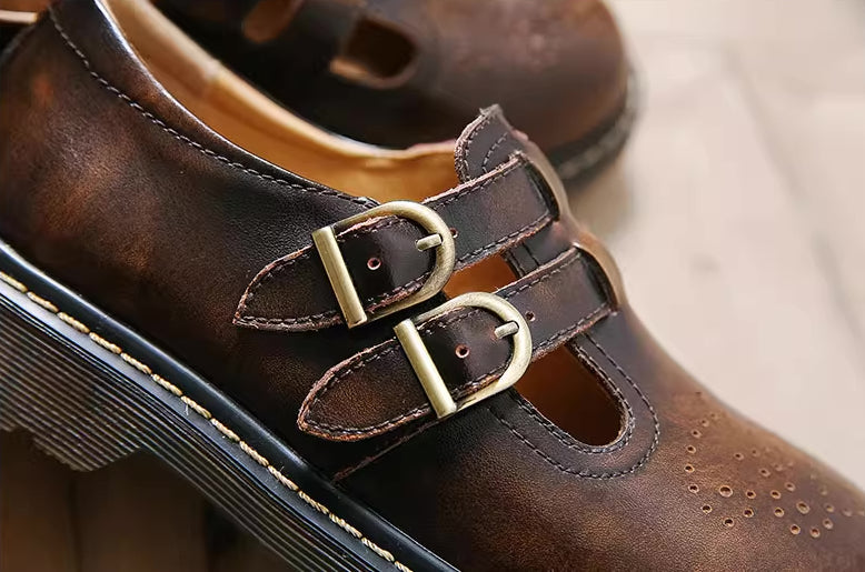 Double Buckle Mary Jane Brogues (2 Colors)