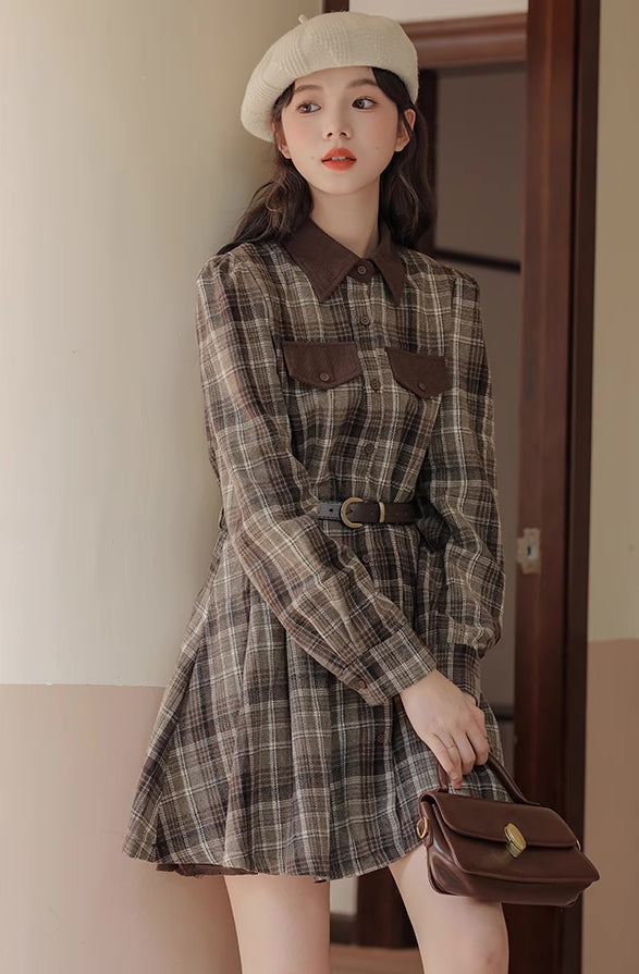 Brown Sugar Plaid Shirt Dress (Mocha)