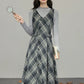 Midnight Plaid Pinafore Midi Dress (Grey)
