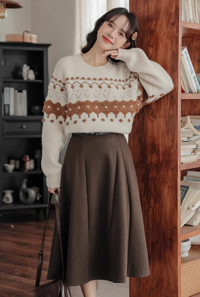 Cinnamon Fair Isle Sweater (Cream)