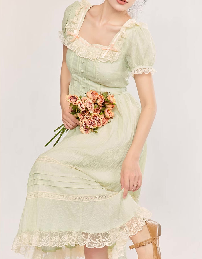 Sorbet Lace Midi Dress (Mint)