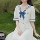 Sailor Girl Midi Dress (White/Blue)