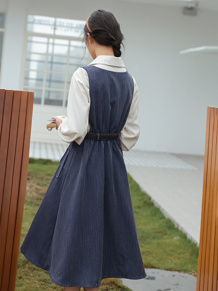 Traveller's Pinstripe Pinafore Set (3 Colors)