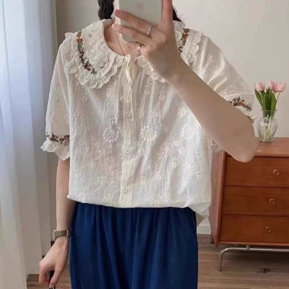 Forest Floor Embroidered Blouse (2 Colors)
