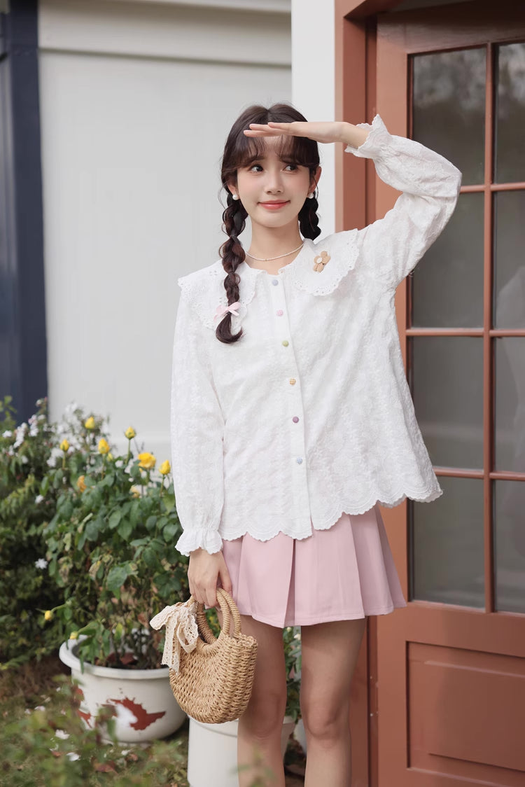 Floral Broderie Blouse (2 Colors)