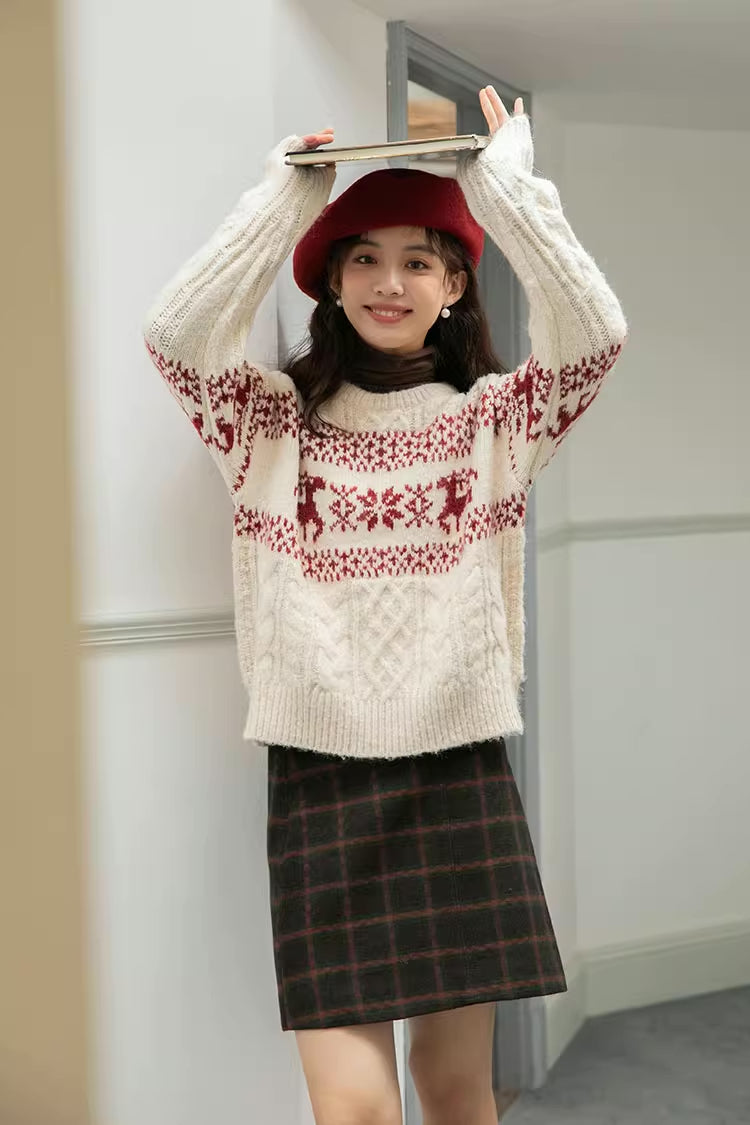 Reindeer Fair Isle Sweater (Cream)