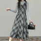 Midnight Plaid Pinafore Midi Dress (Grey)