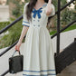 Sailor Girl Midi Dress (White/Blue)