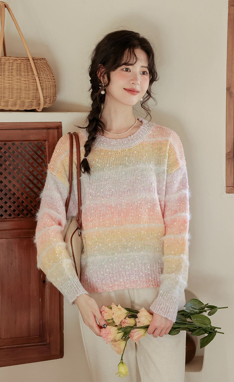 Sherbet Stripe Sweater (Pastel Rainbow)