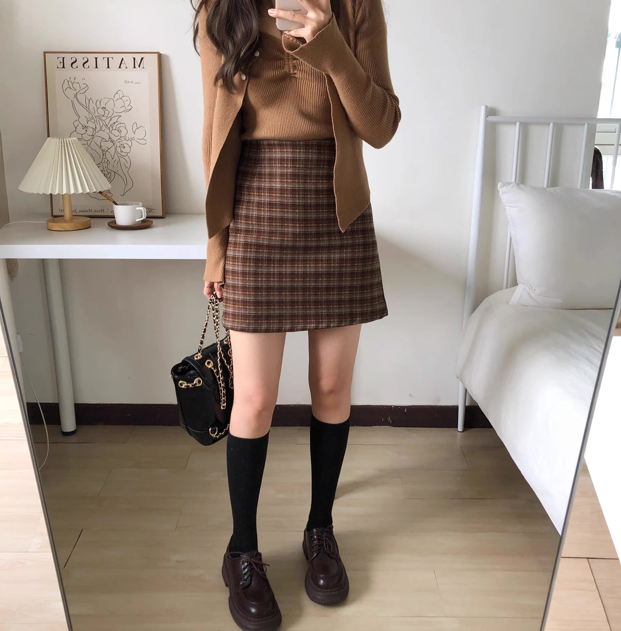 Cinnamon Spice Plaid Skirt (2 Colors)