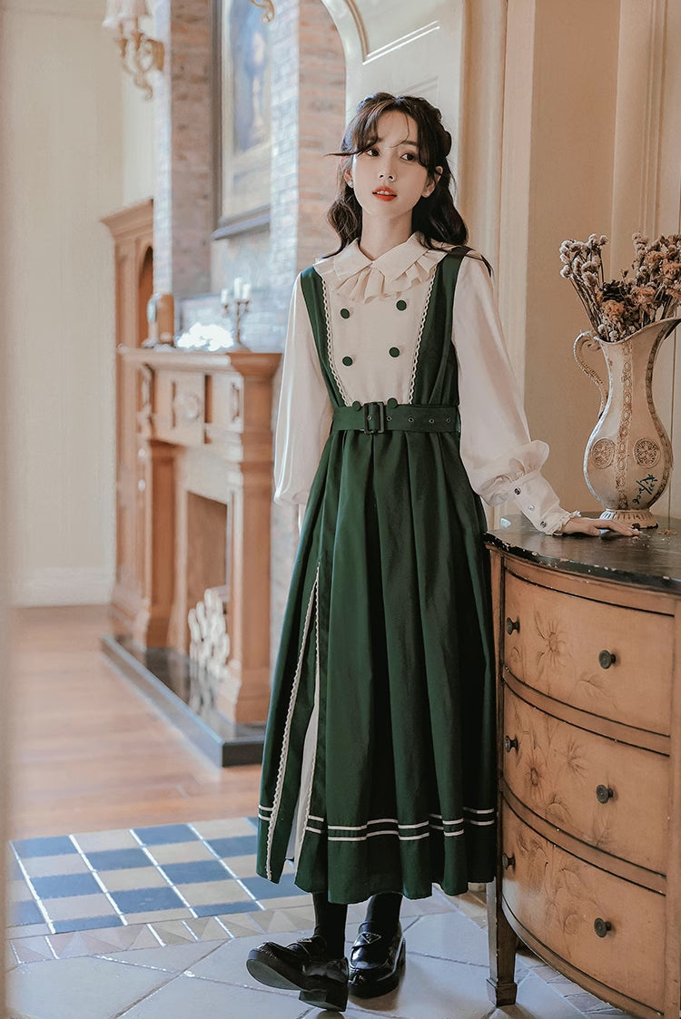 Lolita Faux Layered Midi Dress (Green)