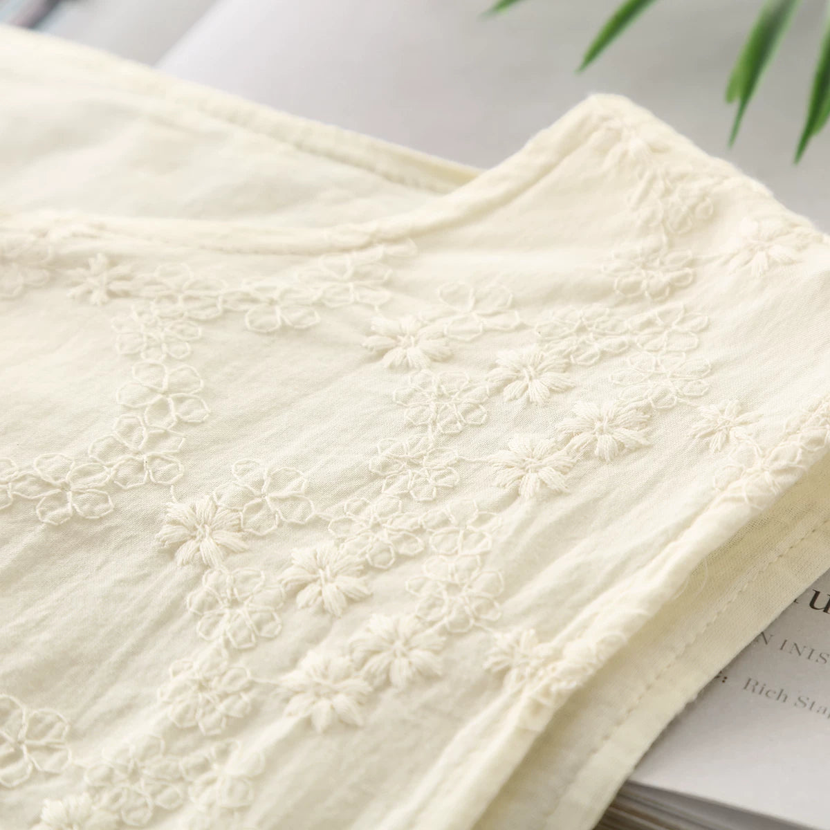 Floral Whimsy Embroidered Vest (Beige)