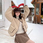 Round Neck Teddy Jacket (Khaki)