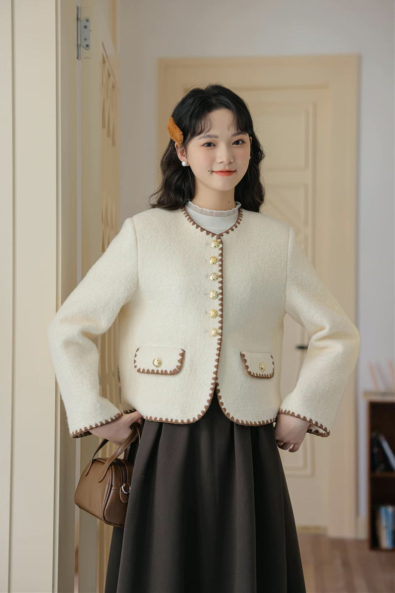 Boucle Tweed Jacket (Cream)