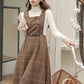 Belted Plaid Pinafore Dress (3 Colors)