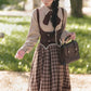 Mocca Plaid Suspender Skirt (Brown)