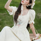 Cottage Flower Midi Dress (Cream)