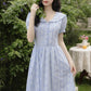 Floral Stripe Midi Dress (Blue)
