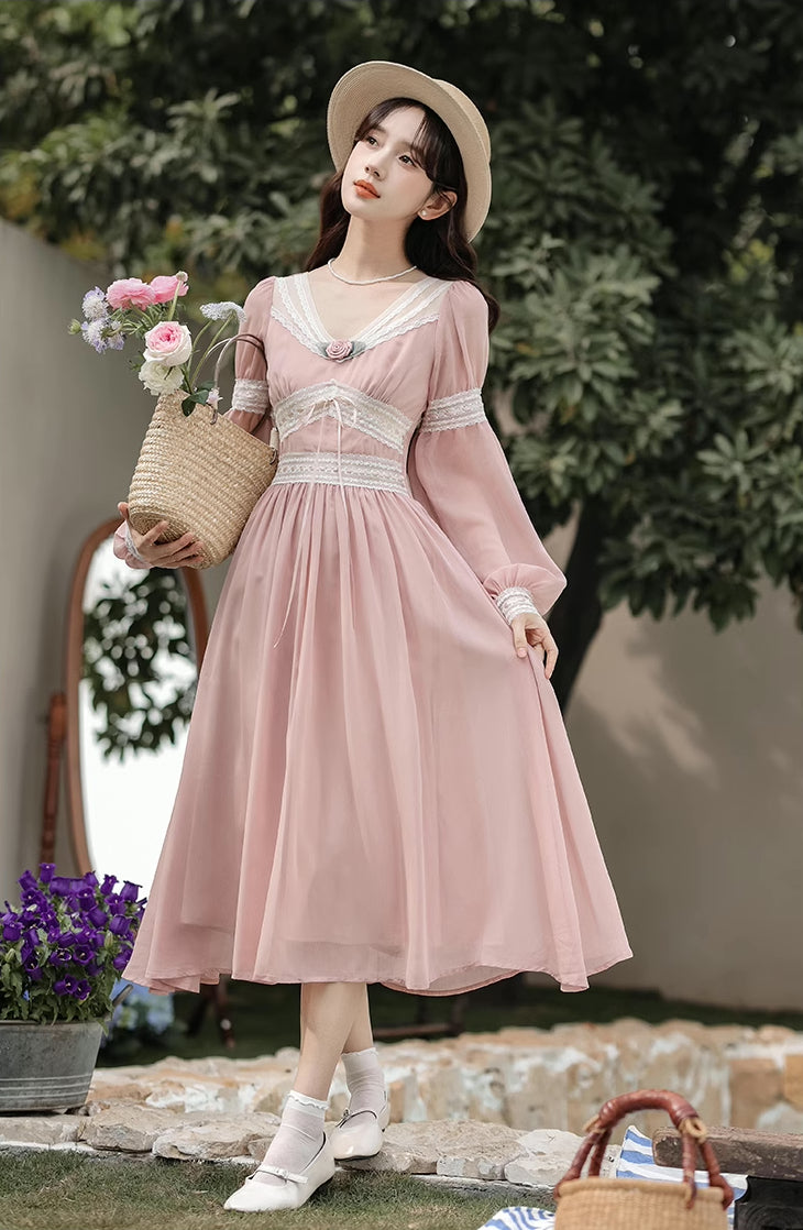 Rose Fairy Midi Dress (Pink)