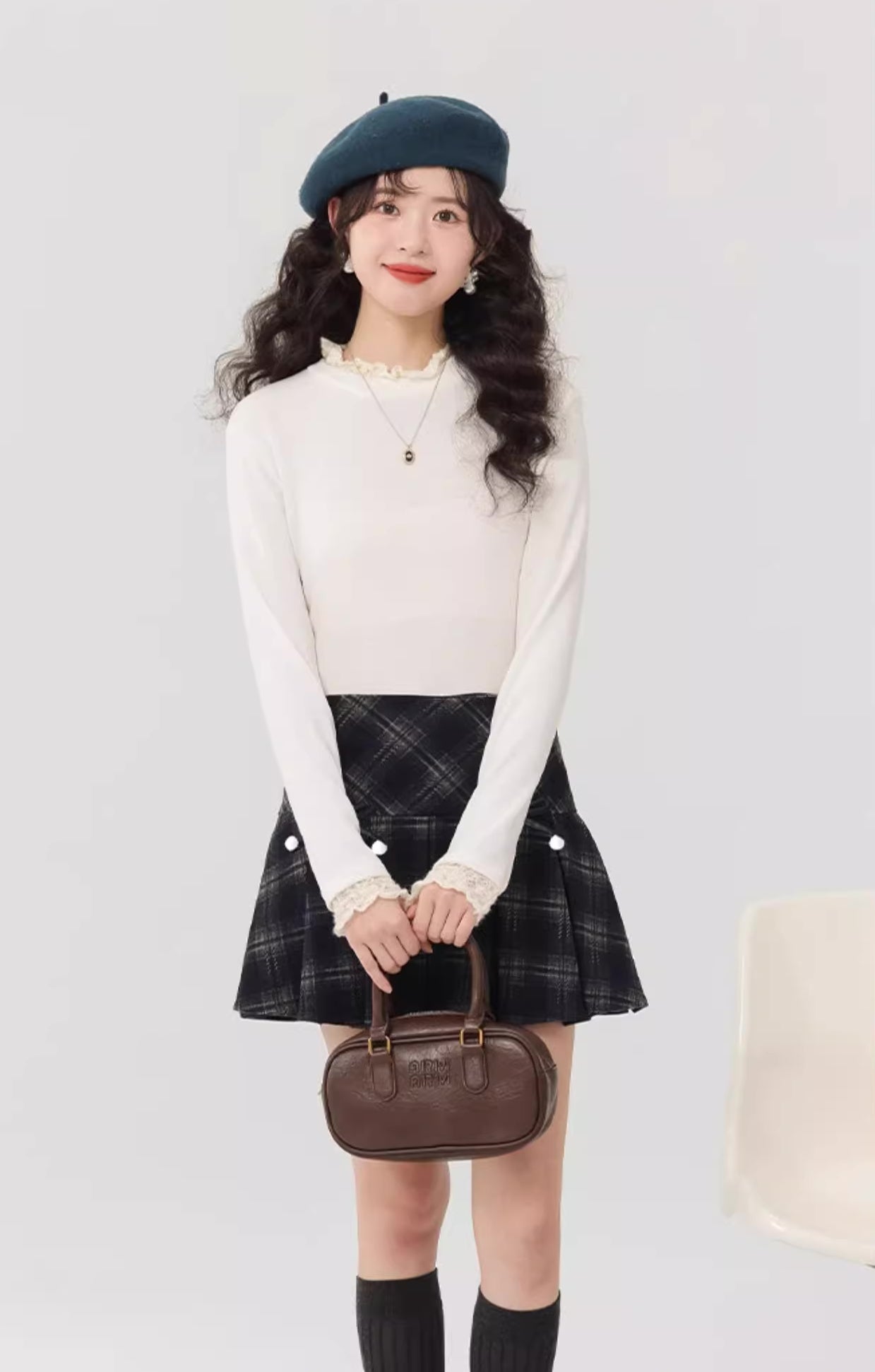 Pom Pom Plaid Mini Skirt (3 Colors)