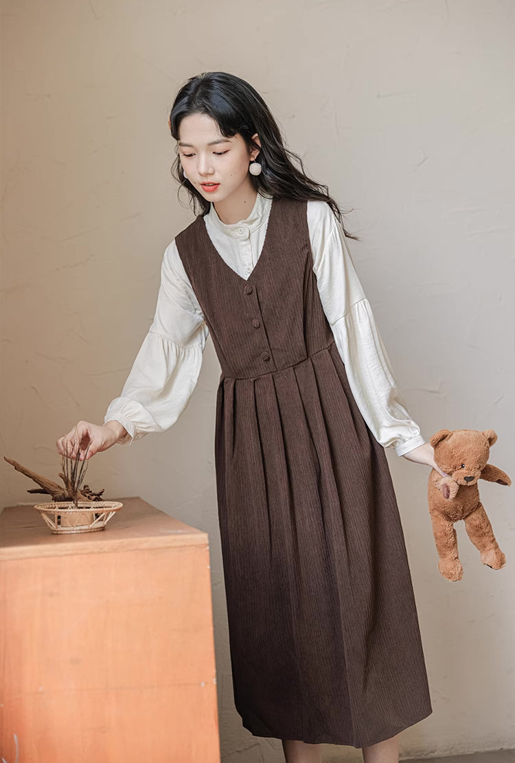 Basic Corduroy Pinafore (Brown)