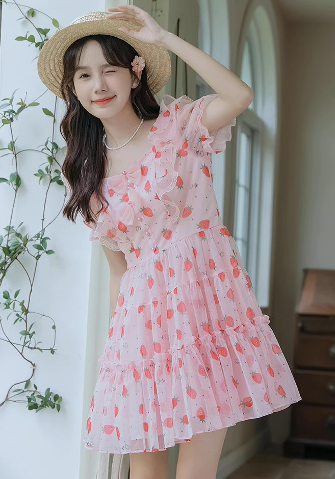 Strawberry Girl Mini Dress (Pink)