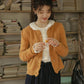 Round Neck Knitted Cardigan (Pumpkin Mustard)