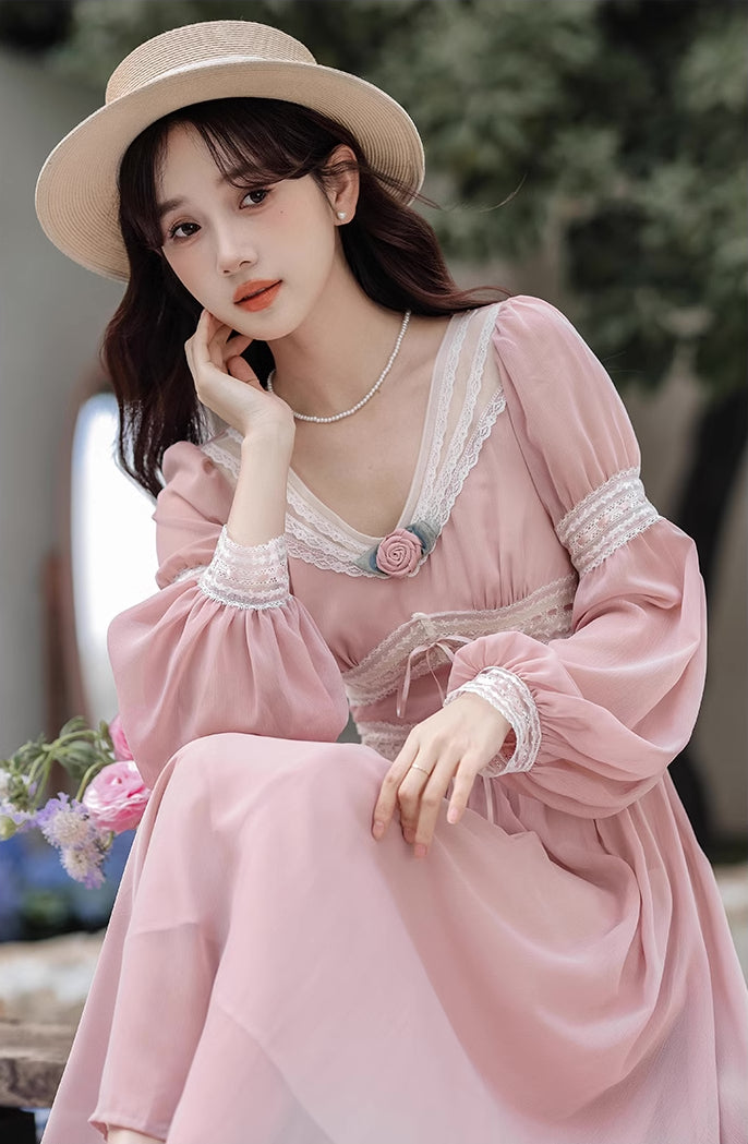 Rose Fairy Midi Dress (Pink)