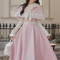 Cotton Candy Capelet & Midi Dress Set (Pink/White)