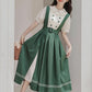 Lolita Short Sleeve Faux Layered Midi Dress (Green)