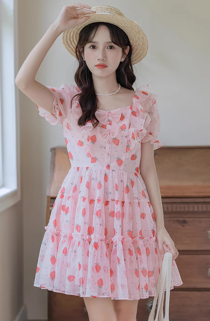 Strawberry Girl Mini Dress (Pink)