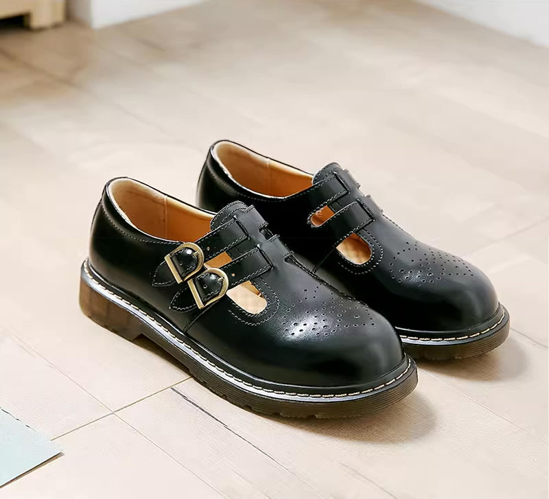 Double Buckle Mary Jane Brogues (2 Colors)