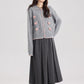 Braided Knit Bows Cardigan (Gray)