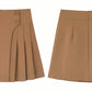 Half Pleated Mini Skirt (Brown)