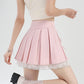 Bow Lace Pleated Mini Skirt (7 Colors)