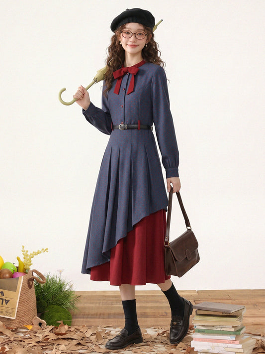 Poison Apple Midi Dress (Blue/Red)