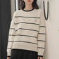 Emily Floral Stripe Sweater (White/Black)