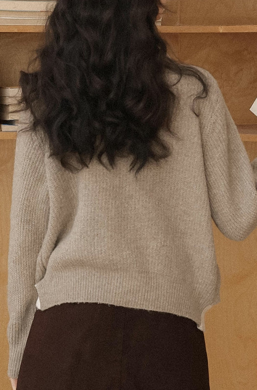 Faux Layered Cardigan (Khaki)