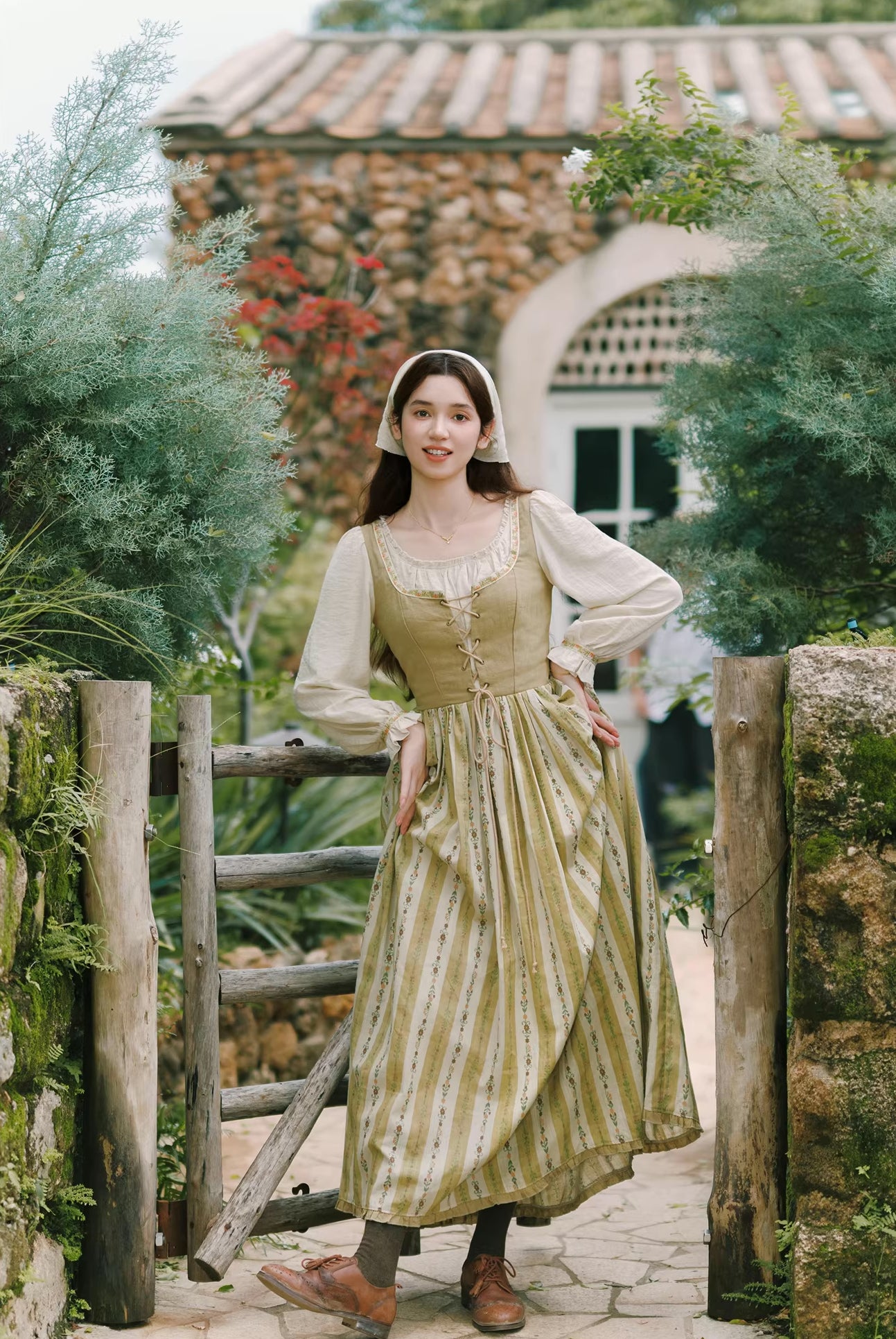Folklore Faux Two-Piece Corset Dress (Mustard)