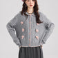 Braided Knit Bows Cardigan (Gray)