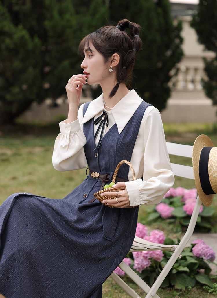 Traveller's Pinstripe Pinafore Set (3 Colors)