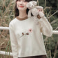 Waffle Knit Flower Sweater (2 Colors)