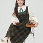 Cabin Plaid Twofer Midi Dress (Olive)