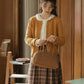Round Neck Knitted Cardigan (Pumpkin Mustard)