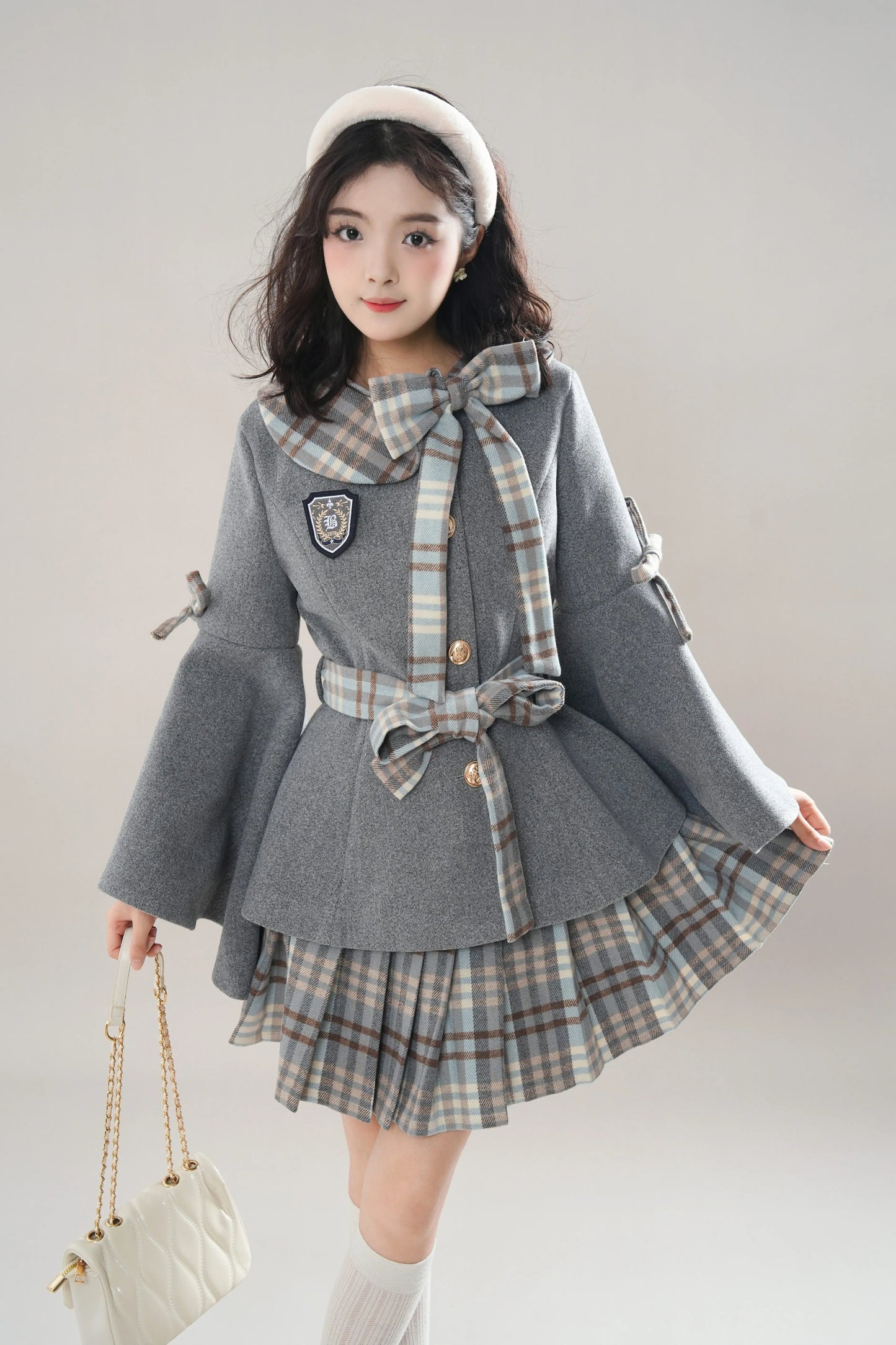 Trumpet Sleeve Short Coat & Skirt (2 Colors)